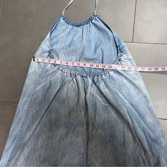EASEL Long Chambray Halter Low Ombré Back Flowy Maxi Dress Size Medium - Picture 8 of 9